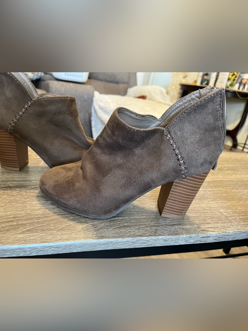 Refresh Brown Suede Stacked Heel Ankle Booties